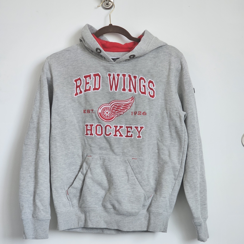 Gray Red Wings Hockey Hoodie